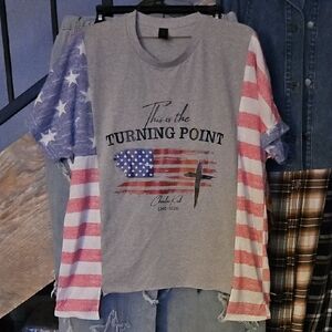 Charlie Kirk Patriotic Upcycle Shirt This Is The Turning Point